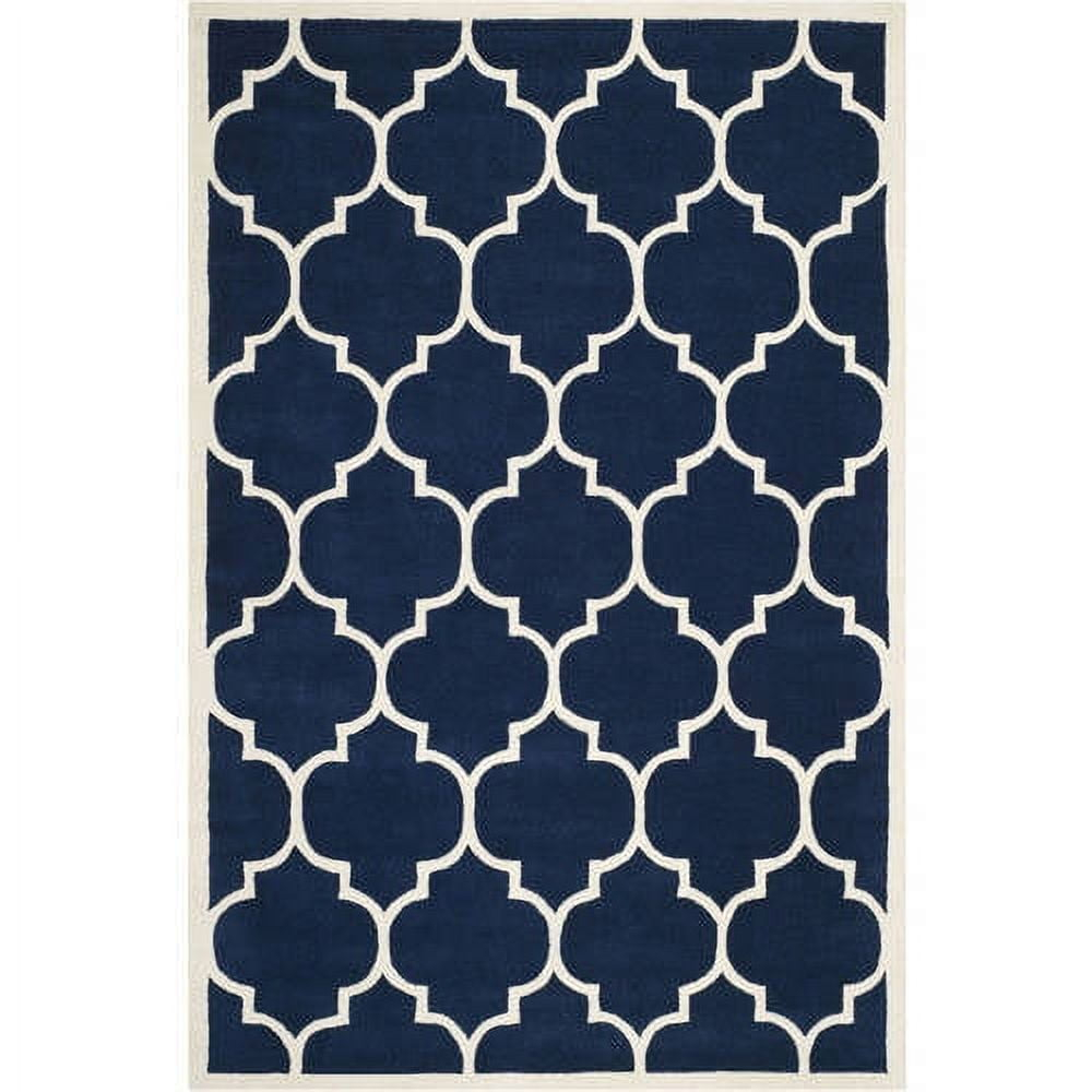 SAFAVIEH Chatham Gavin Geometric Wool Area Rug, Dark Blue/Ivory, 6' x 9'