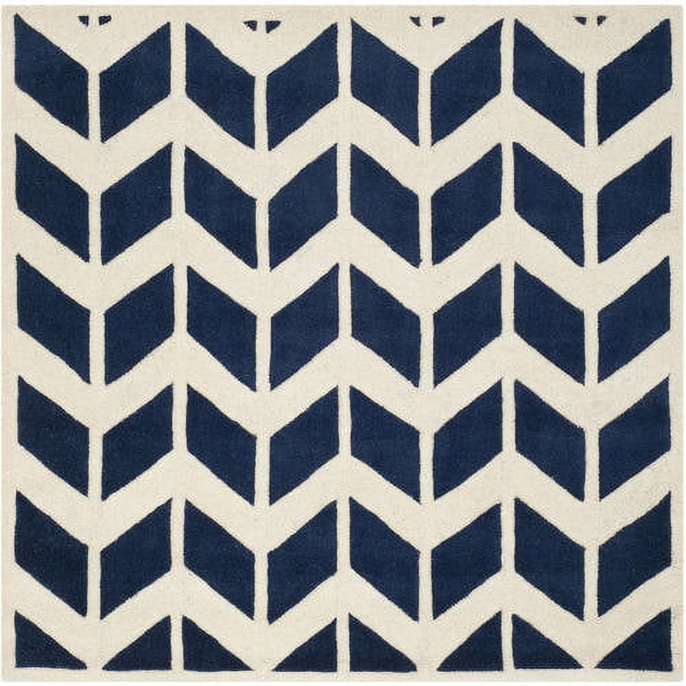 Chatham CHT746 Hand Tufted Area Rug Dark Blue / Ivory 5' X 5'  - Safavieh.