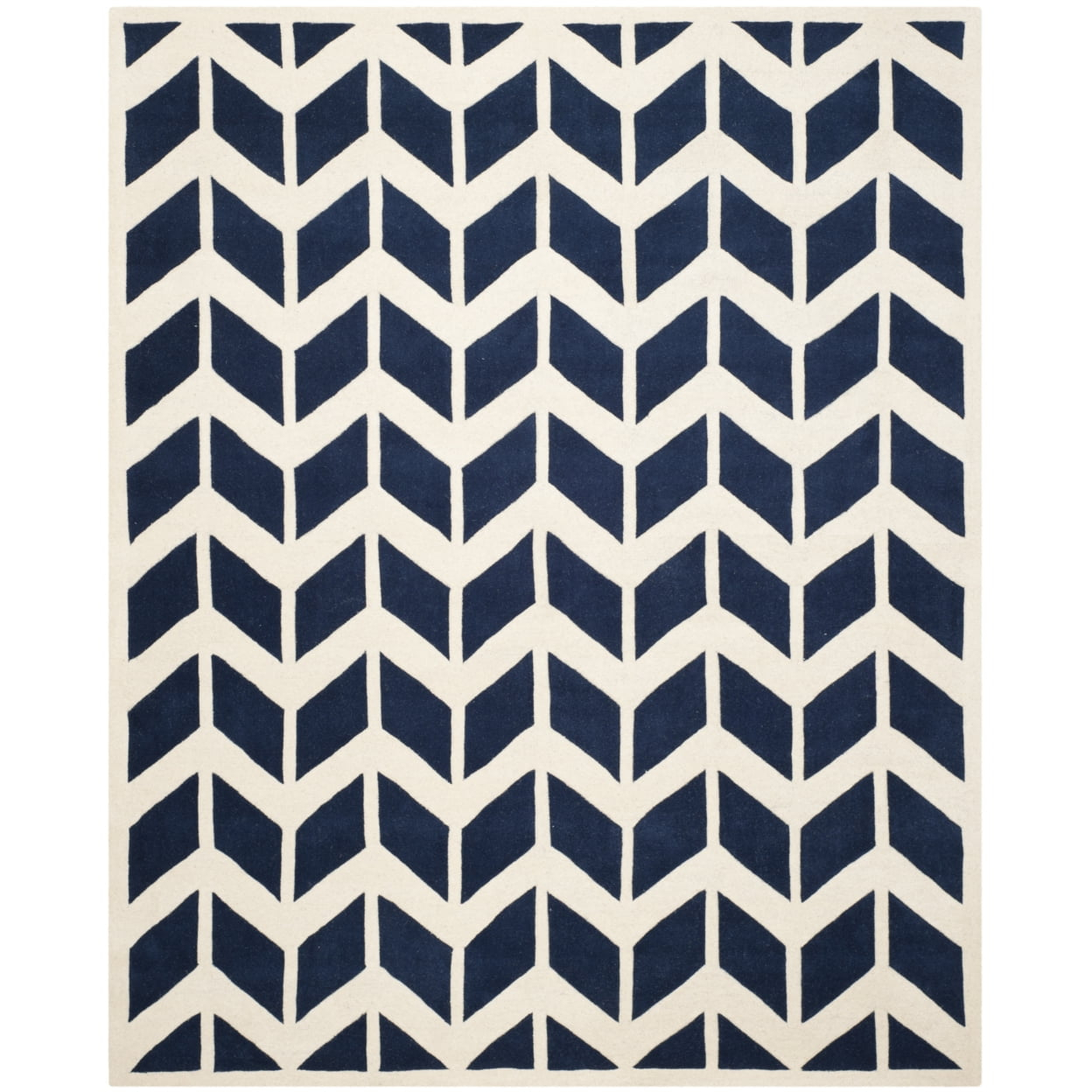 Chatham CHT746 Hand Tufted Area Rug Dark Blue / Ivory 5' X 5'  - Safavieh.