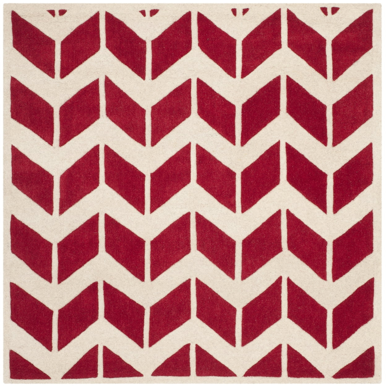 Chatham CHT746 Hand Tufted Area Rug Red / Ivory 5' X 5'  - Safavieh.
