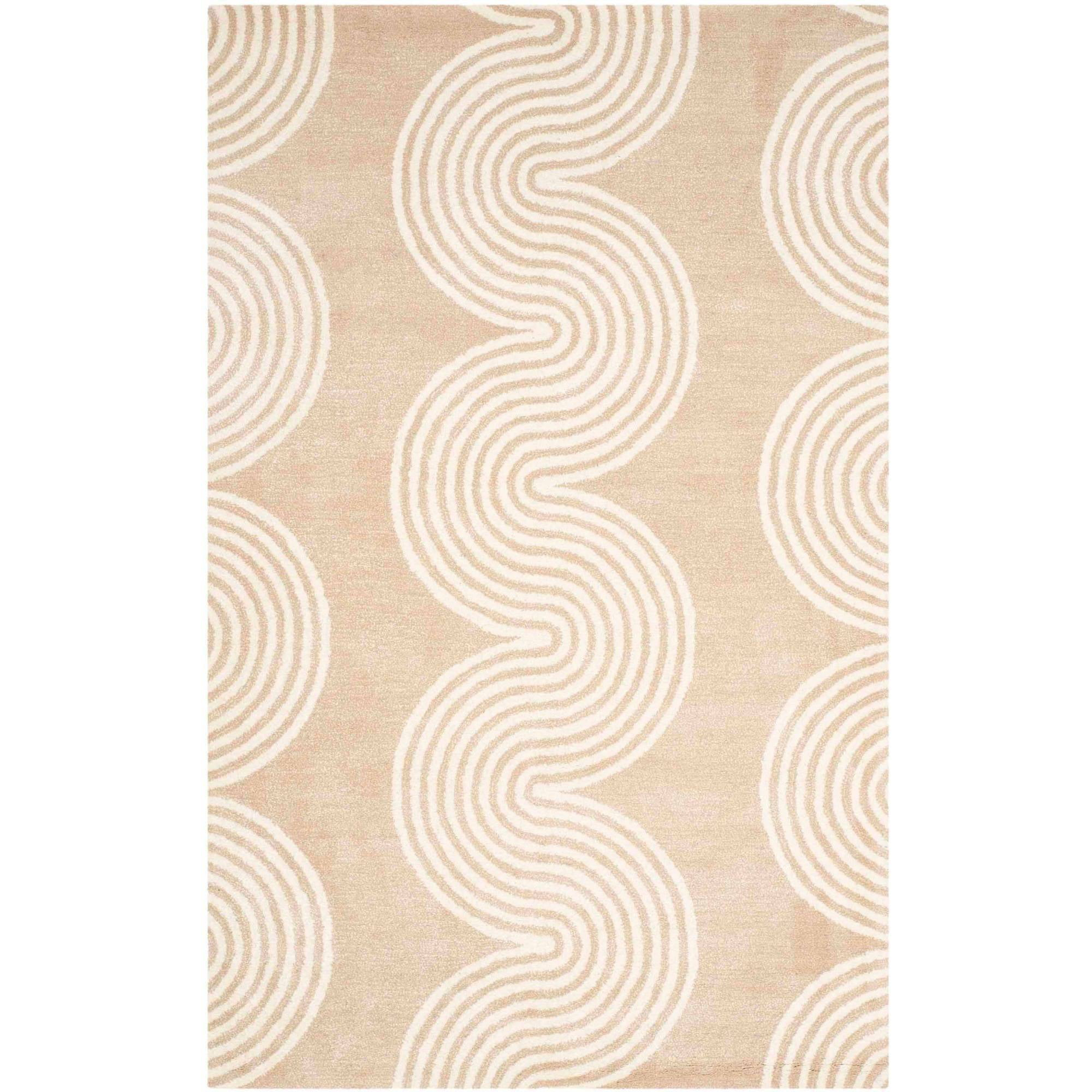 SAFAVIEH Chatham Jasmyn Geometric Wool Area Rug, Beige/Ivory, 5' x 8'
