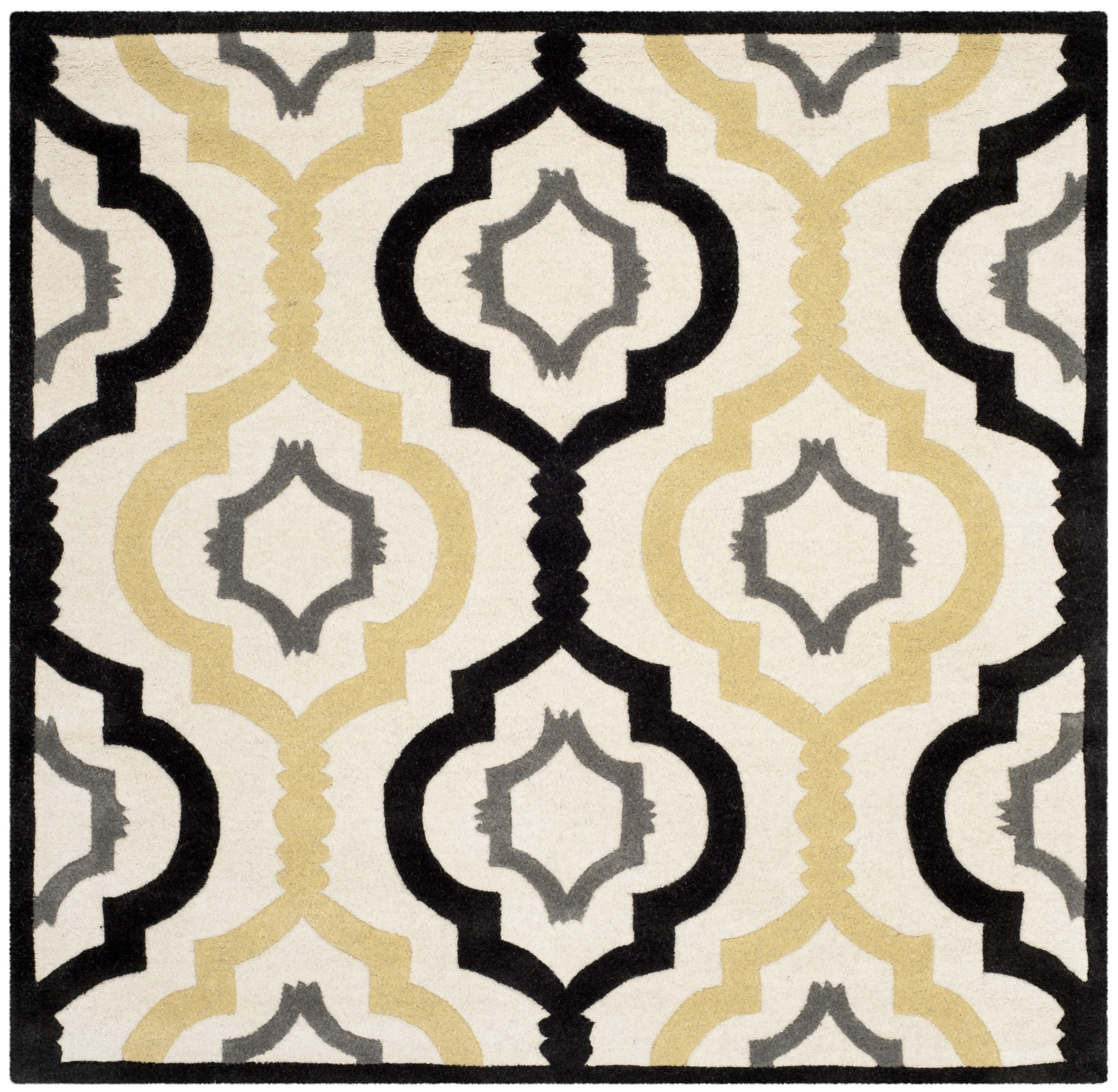 SAFAVIEH Chatham Dylan Geometric Wool Area Rug, Ivory/Multi, 3' x 3' Square