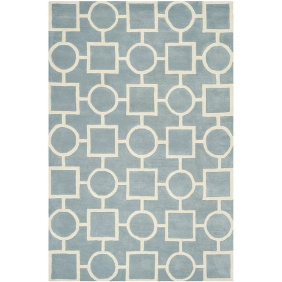 SAFAVIEH Chatham Francis Geometric Wool Area Rug, Blue/Ivory, 8'9" x 12'