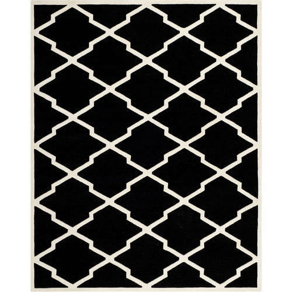 SAFAVIEH Chatham Franklin Geometric Quatrefoil Wool Area Rug, Black/Ivory, 8' x 10'