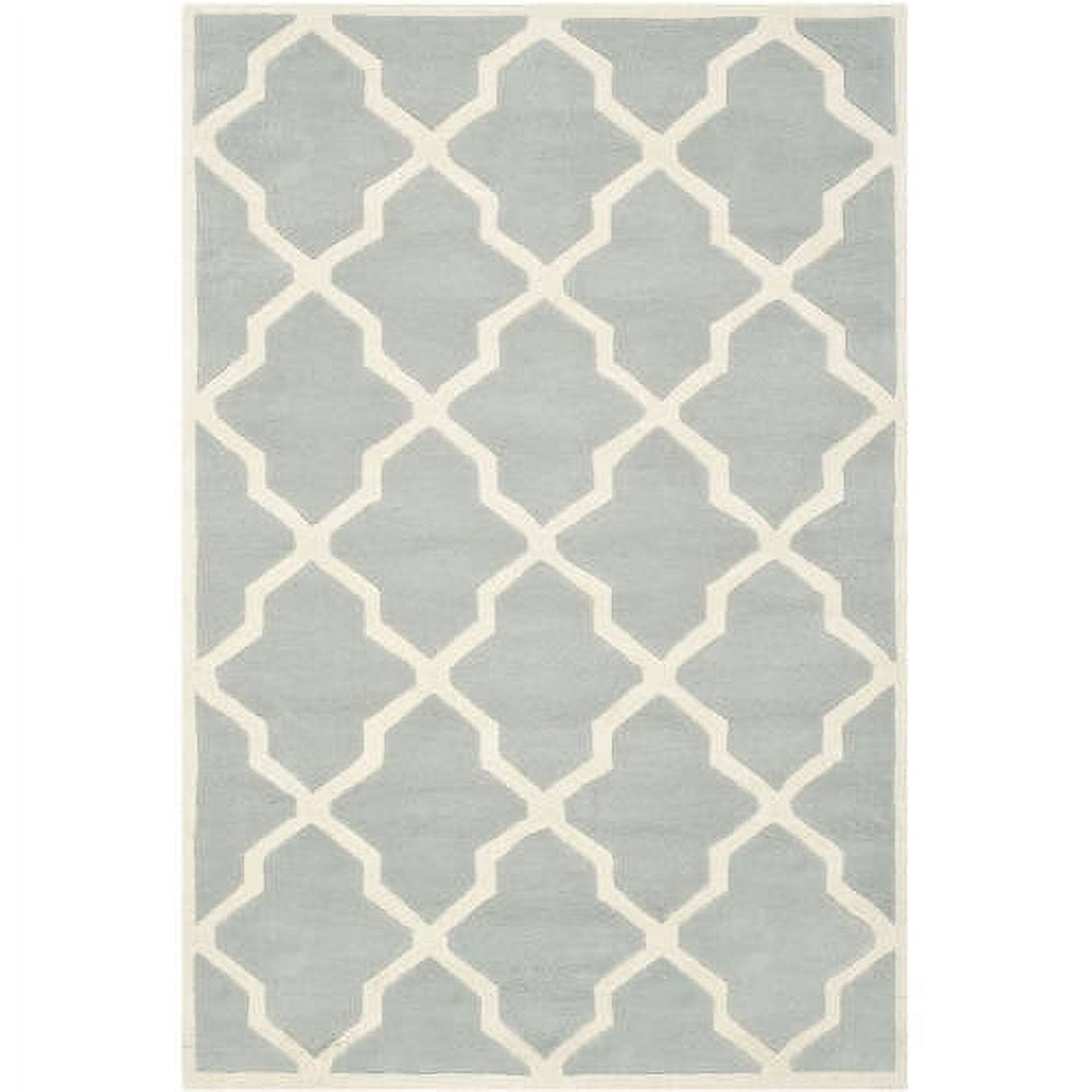 SAFAVIEH Chatham Franklin Geometric Quatrefoil Wool Area Rug, Grey/Ivory, 3' x 5'