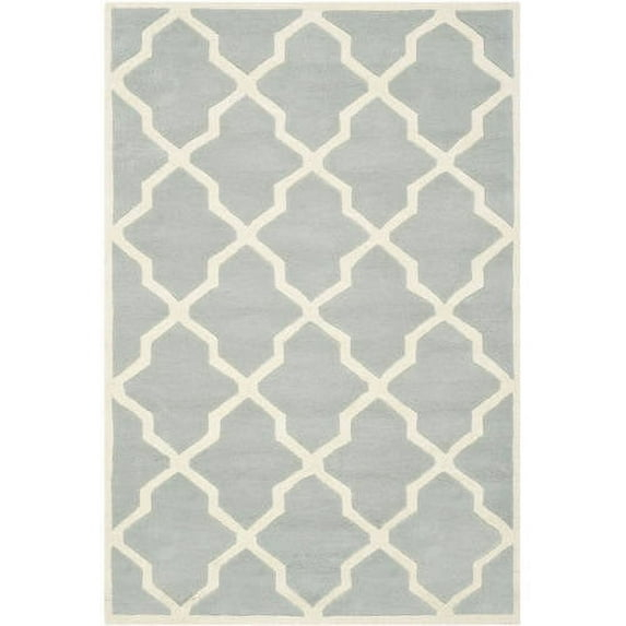 SAFAVIEH Chatham Franklin Geometric Quatrefoil Wool Area Rug, Grey/Ivory, 3' x 5'