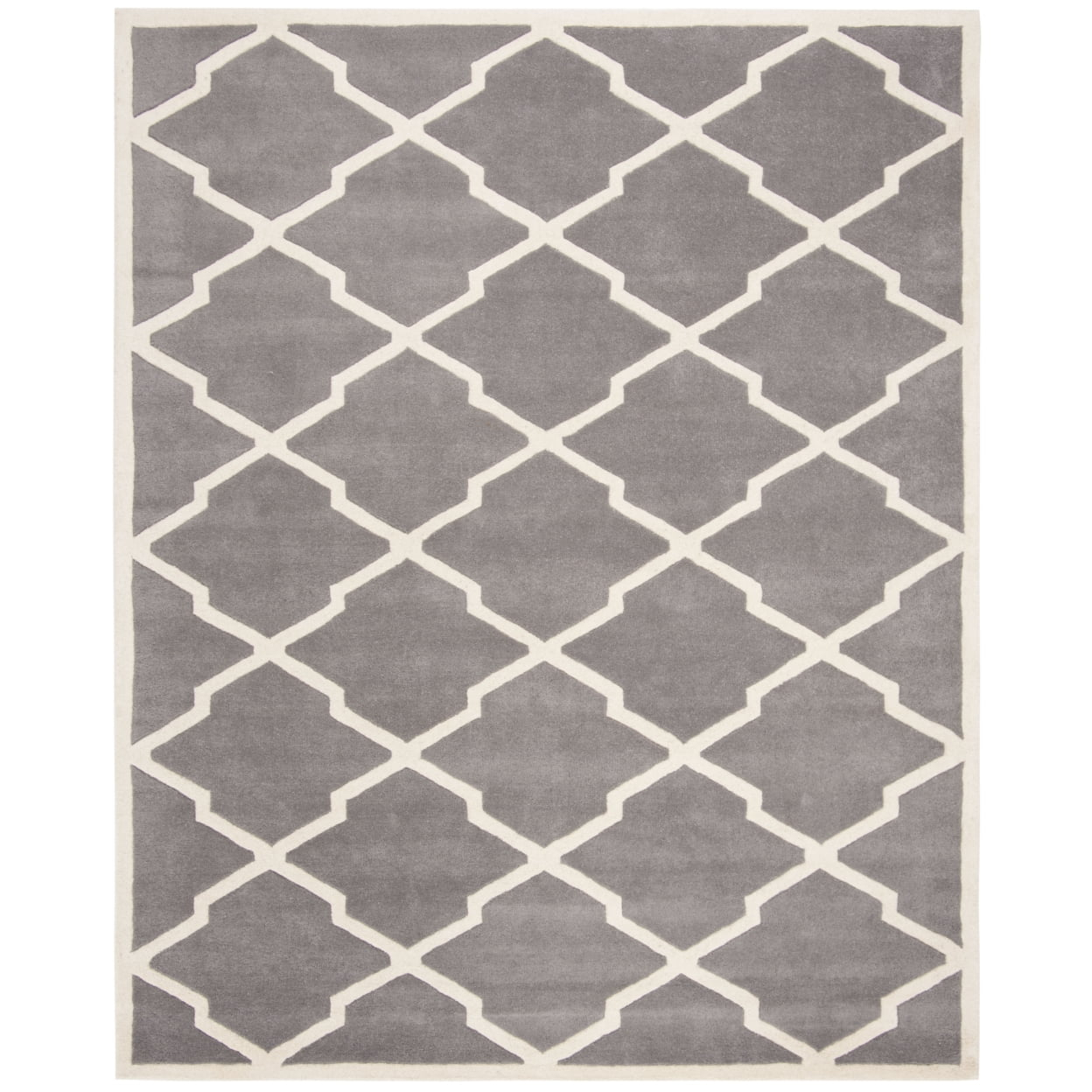 SAFAVIEH Chatham Franklin Geometric Wool Area Rug, Dark Grey/Ivory, 5' x 5' Square