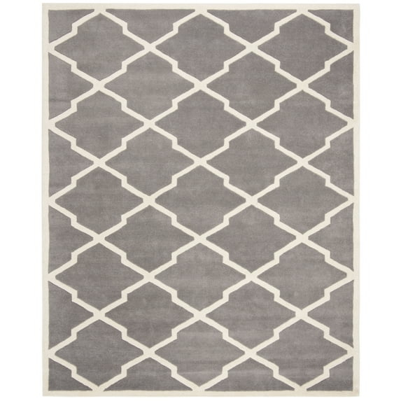 SAFAVIEH Chatham Franklin Geometric Wool Area Rug, Dark Grey/Ivory, 5' x 5' Square