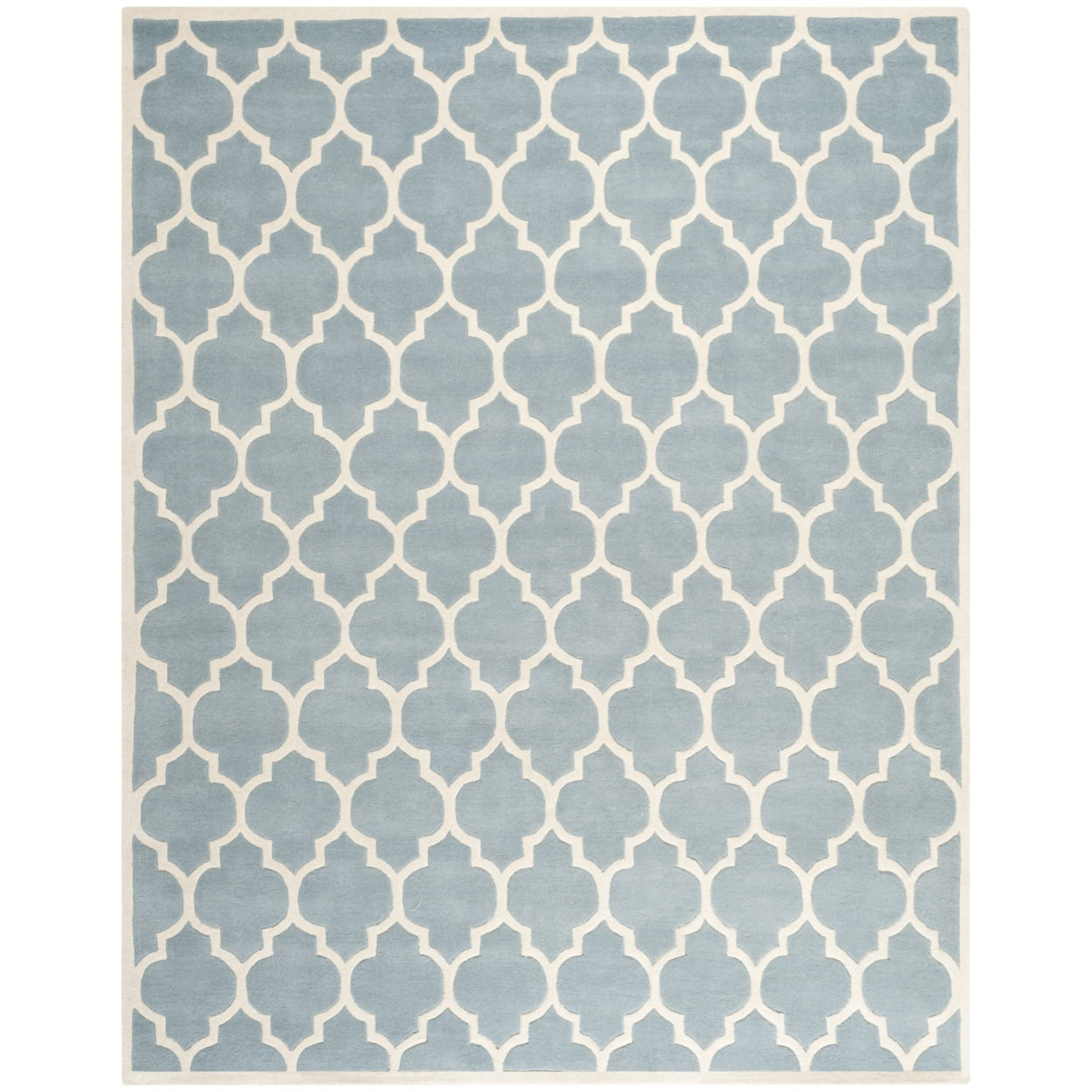 SAFAVIEH Chatham Freddy Geometric Wool Area Rug, Blue/Ivory, 8'9" x 12'