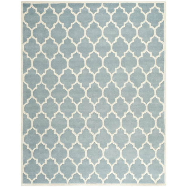 SAFAVIEH Chatham Freddy Geometric Wool Area Rug, Blue/Ivory, 8'9" x 12'