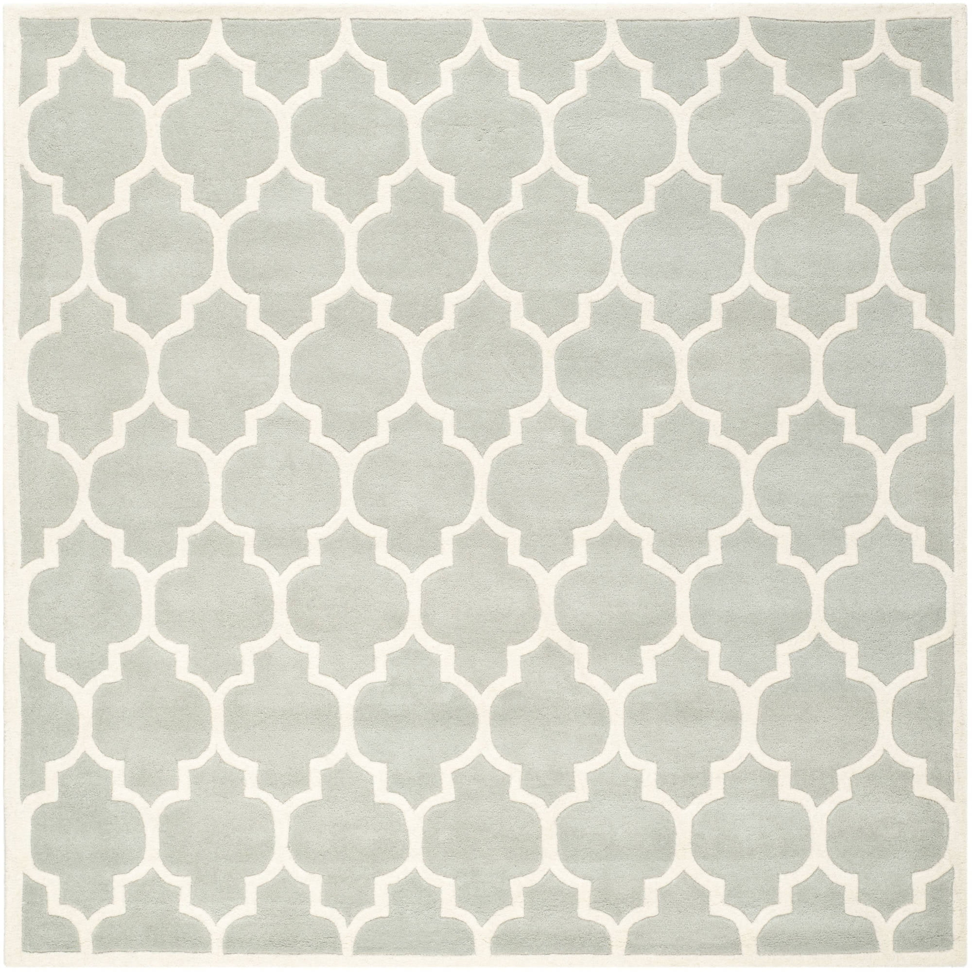 SAFAVIEH Chatham Freddy Geometric Wool Area Rug, Grey/Ivory, 4' x 4' Square