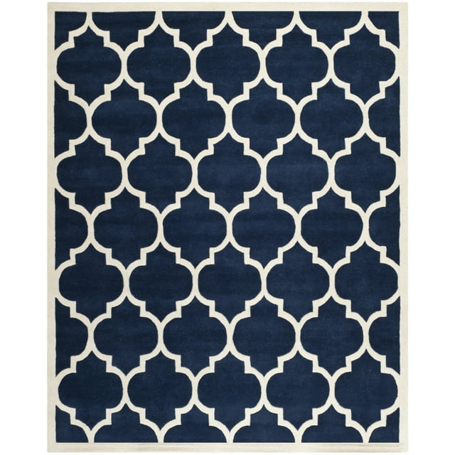 SAFAVIEH Chatham Gavin Geometric Wool Area Rug, Dark Blue/Ivory, 4' x 6'
