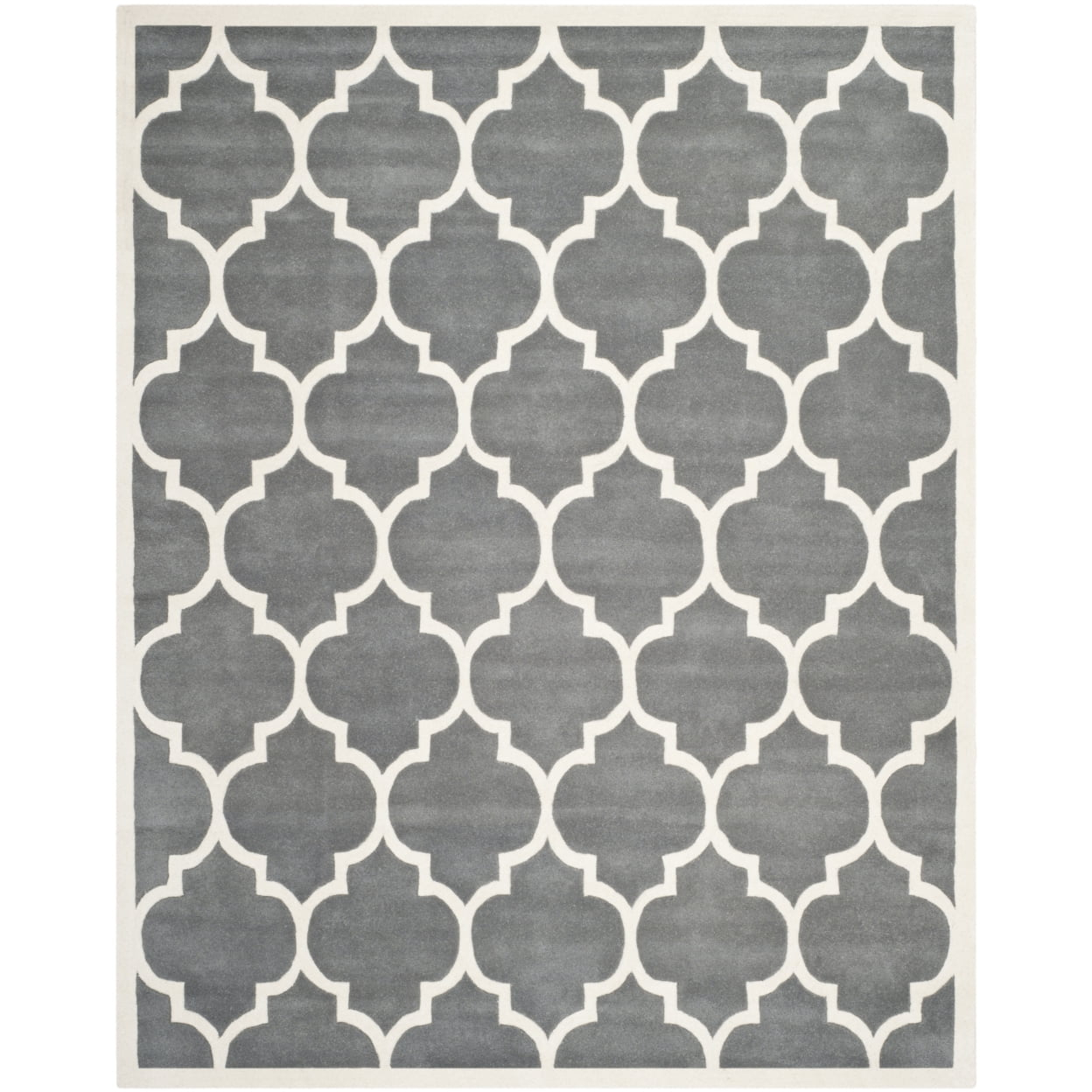 SAFAVIEH Chatham Gavin Geometric Wool Area Rug, Dark Grey/Ivory, 5' x 5' Square