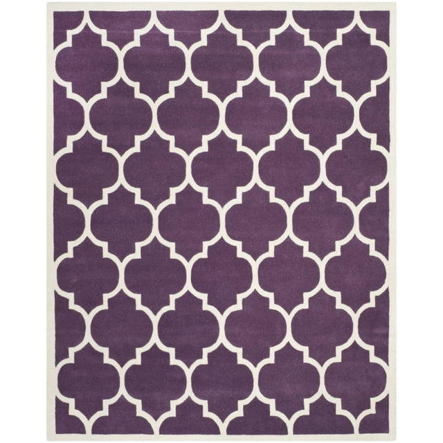 SAFAVIEH Chatham Gavin Geometric Wool Area Rug, Purple/Ivory, 4' x 6'