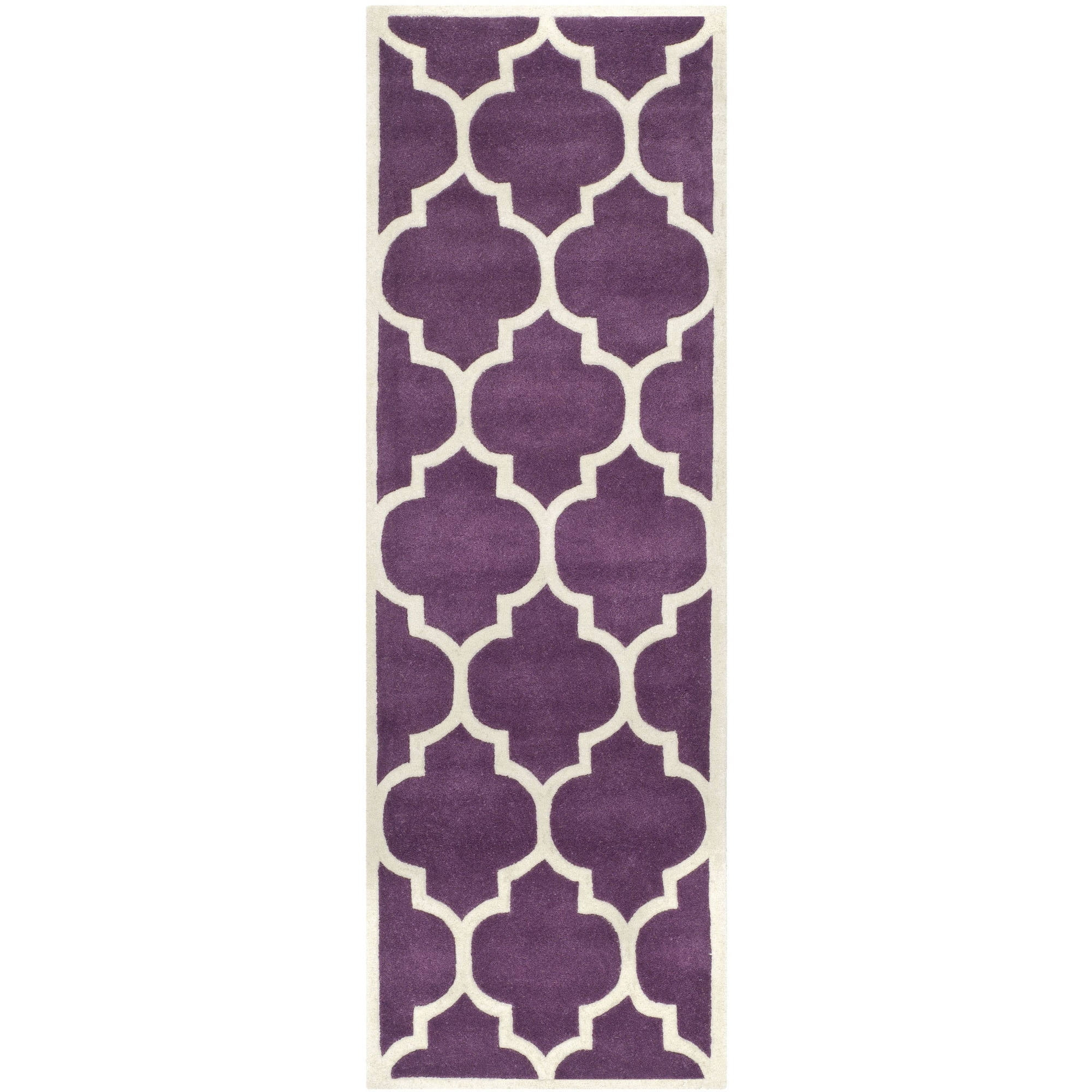 SAFAVIEH Chatham Gavin Geometric Wool Runner Rug, Purple/Ivory, 2'3" x 5'