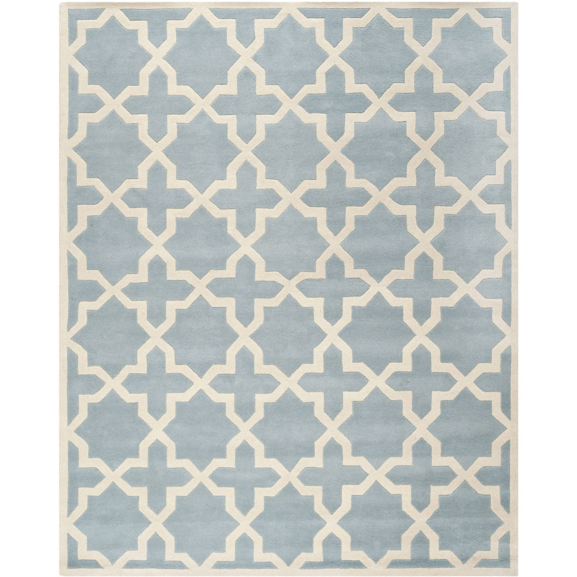 SAFAVIEH Chatham Giovanni Geometric Wool Area Rug, Blue/Ivory, 10' x 14'