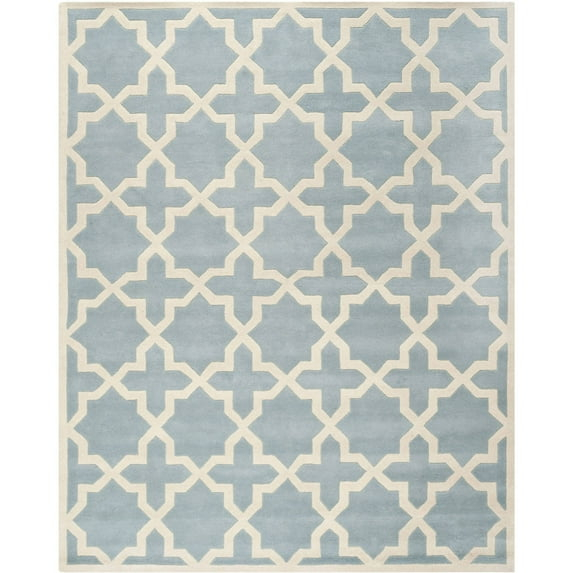 SAFAVIEH Chatham Giovanni Geometric Wool Area Rug, Blue/Ivory, 10' x 14'