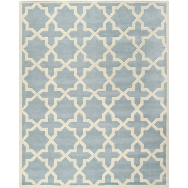 SAFAVIEH Chatham Giovanni Geometric Wool Area Rug, Blue/Ivory, 10' x 14'