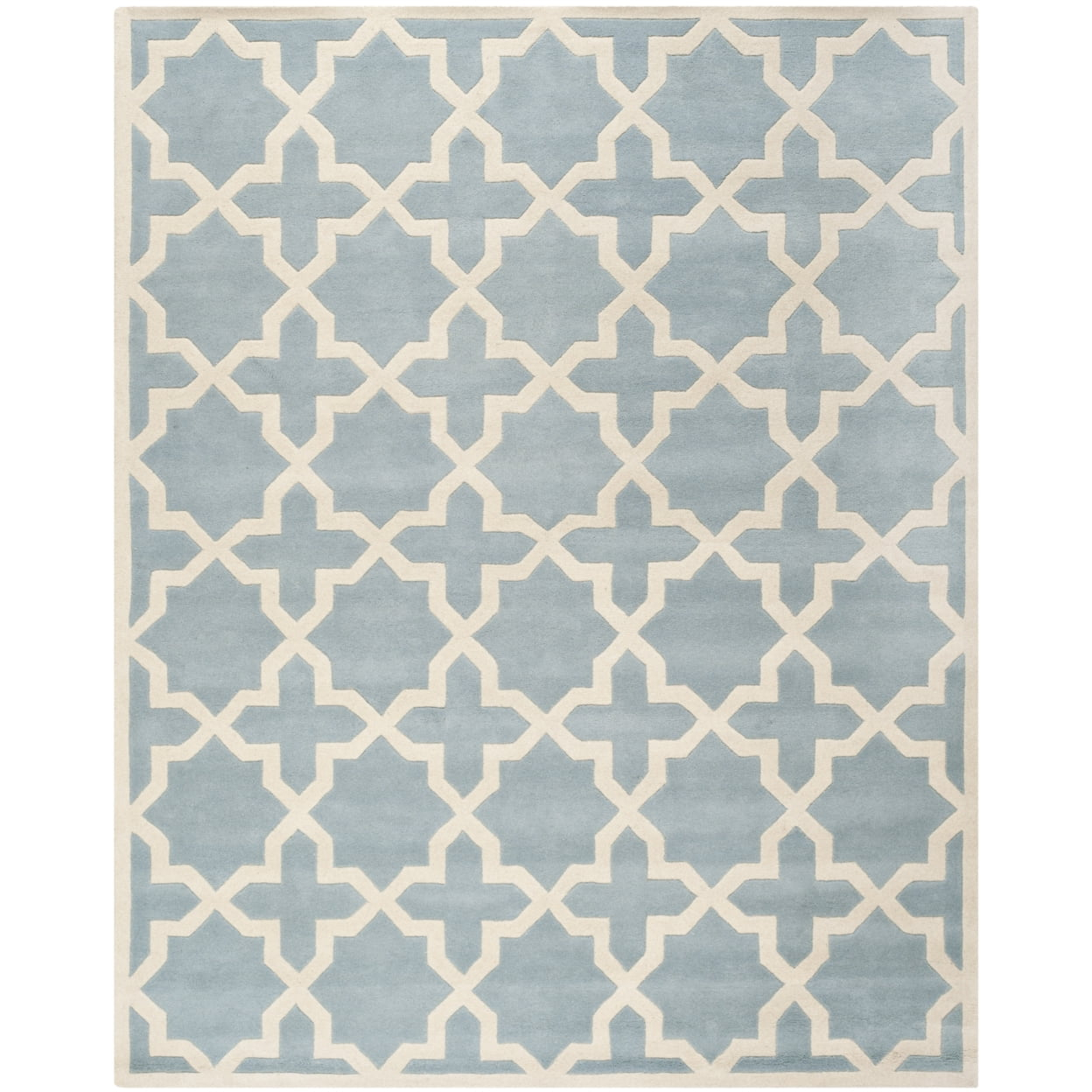 SAFAVIEH Chatham Giovanni Geometric Wool Area Rug, Blue/Ivory, 7' x 7' Square