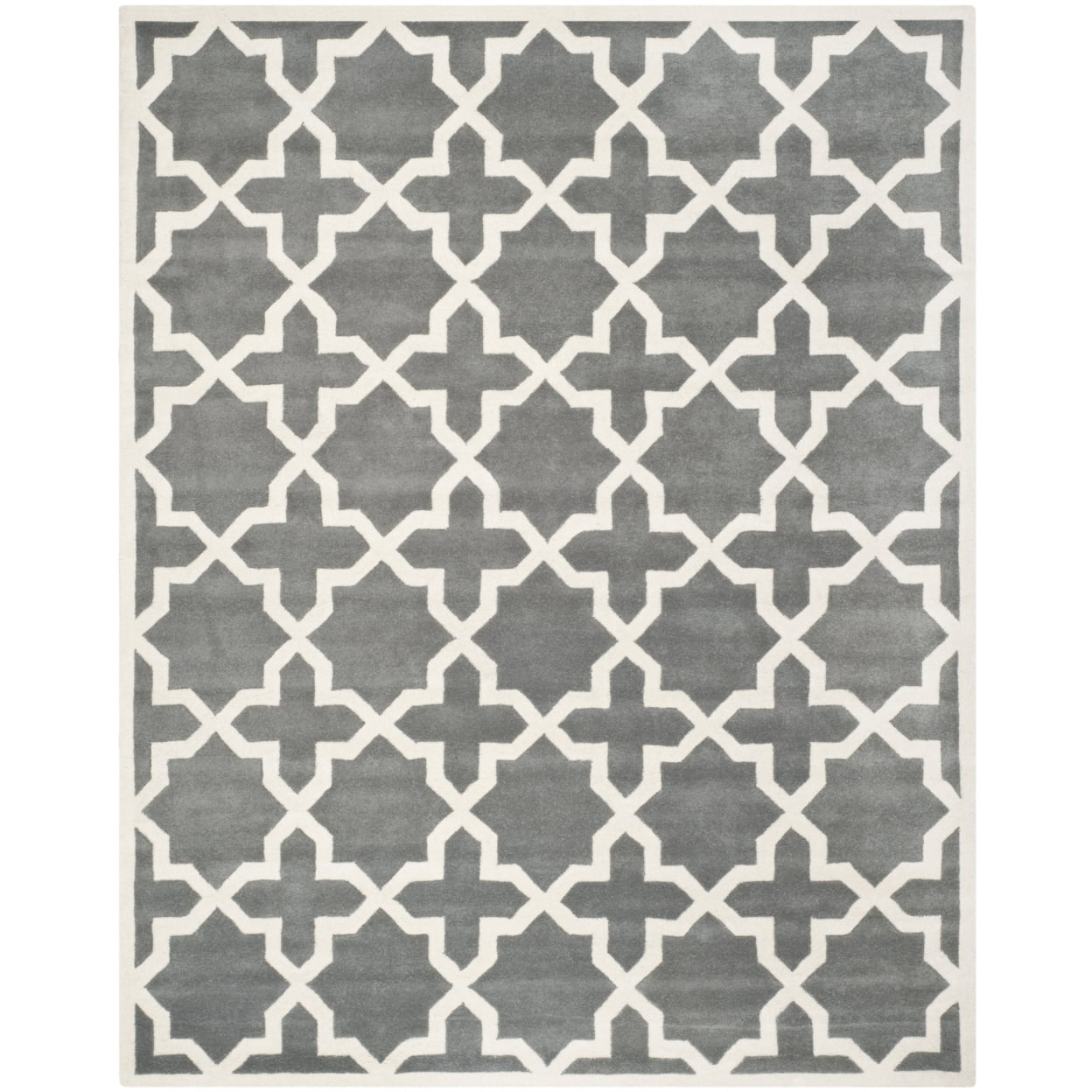 SAFAVIEH Chatham Giovanni Geometric Wool Area Rug, Dark Grey/Ivory, 4' x 6'