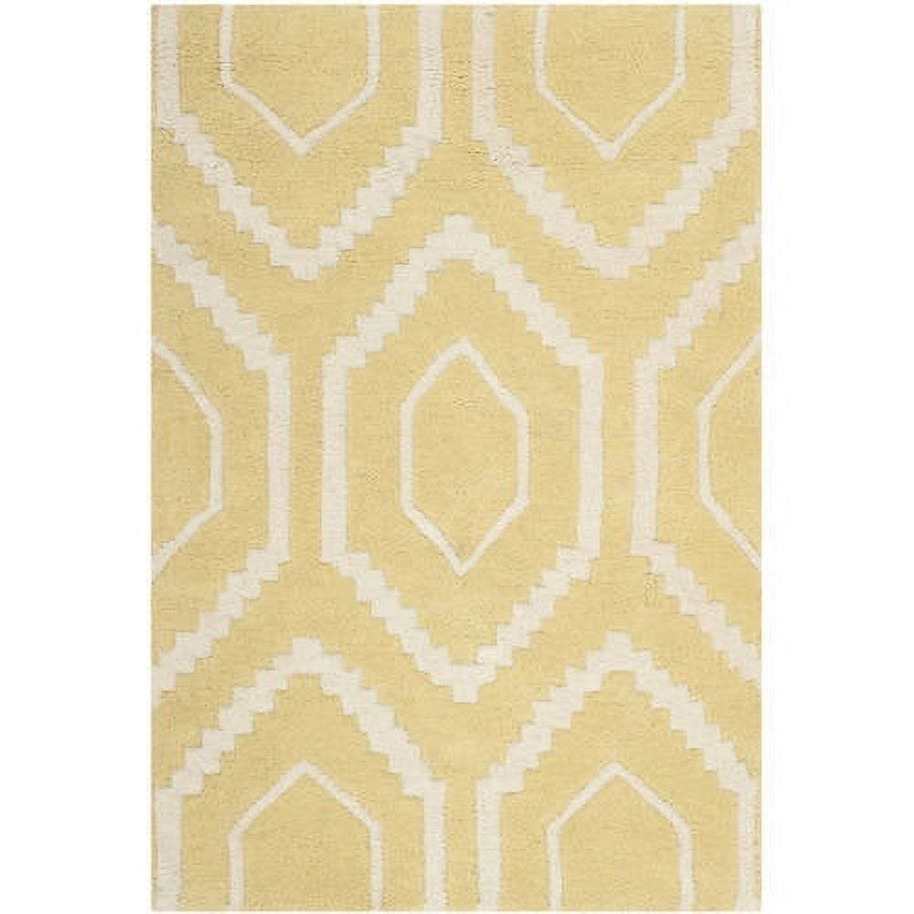 SAFAVIEH Chatham Graham Geometric Wool Area Rug, Light Gold/Ivory, 5' x 8'