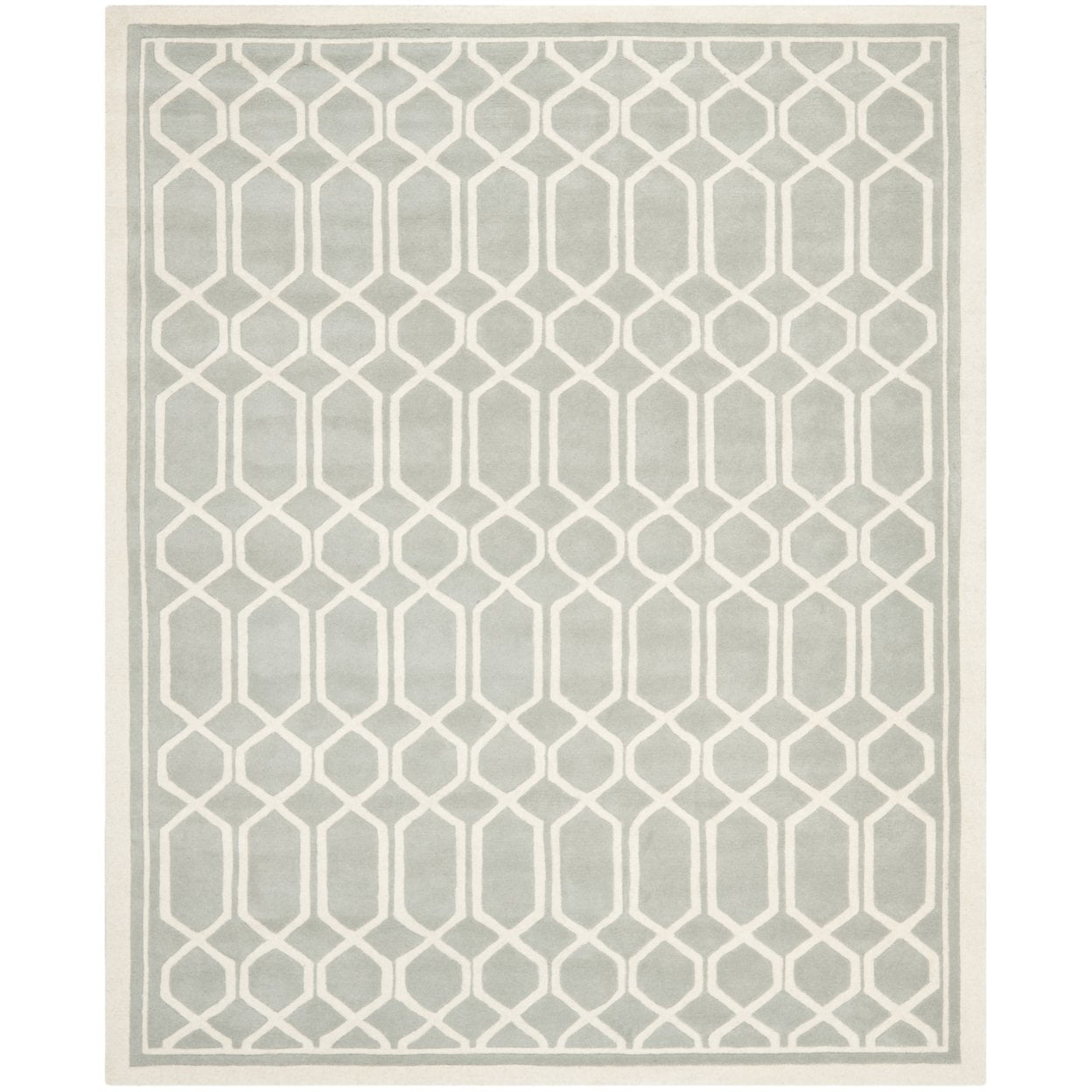 SAFAVIEH Chatham Hudson Geometric Wool Area Rug, Grey/Ivory, 4' x 6'