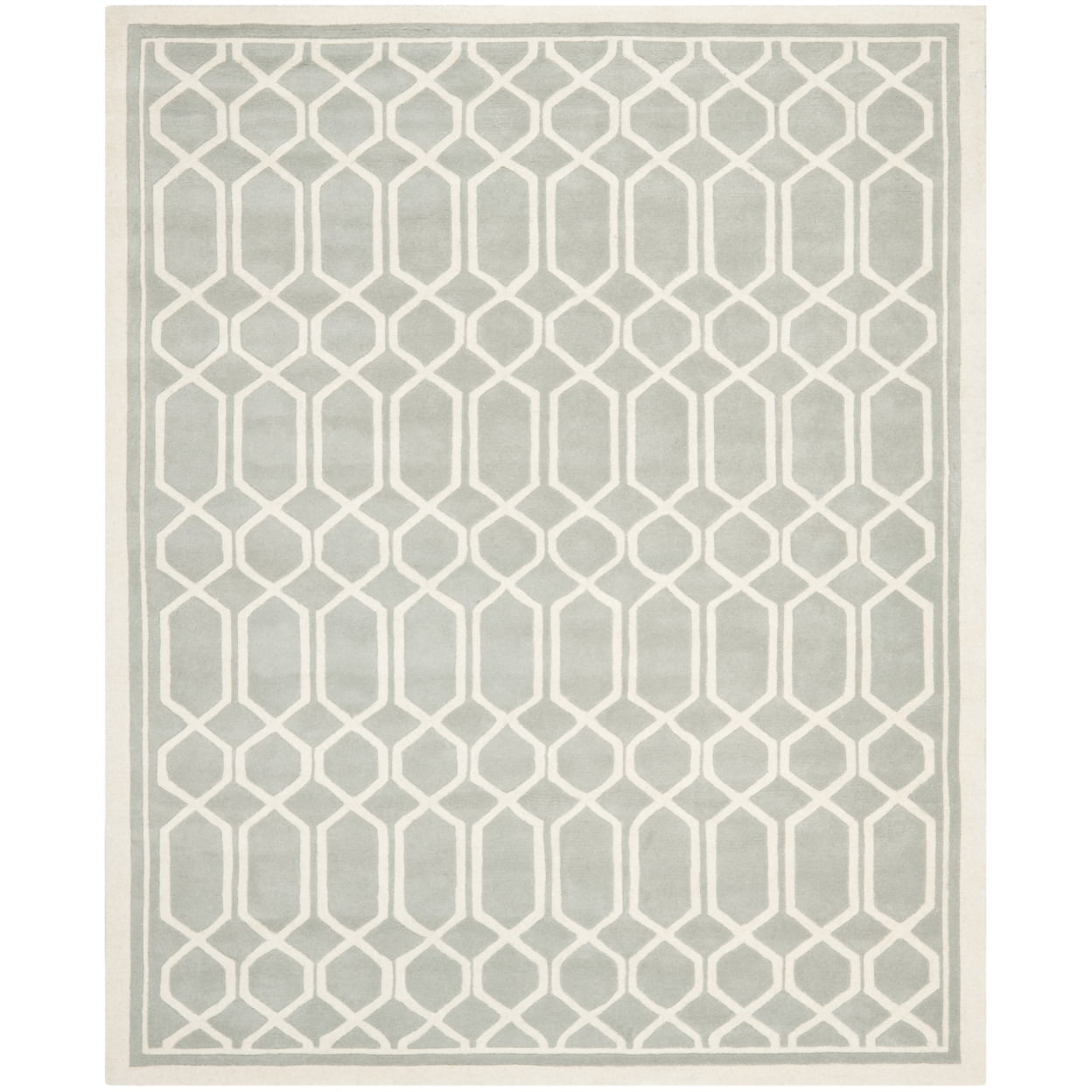 SAFAVIEH Chatham Hudson Geometric Wool Area Rug, Grey/Ivory, 5' x 5' Square