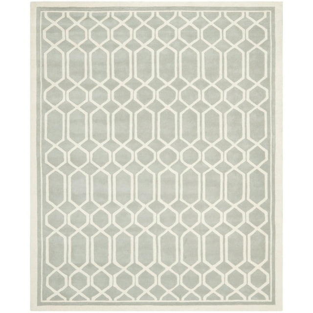SAFAVIEH Chatham Hudson Geometric Wool Area Rug, Grey/Ivory, 5' x 5' Square