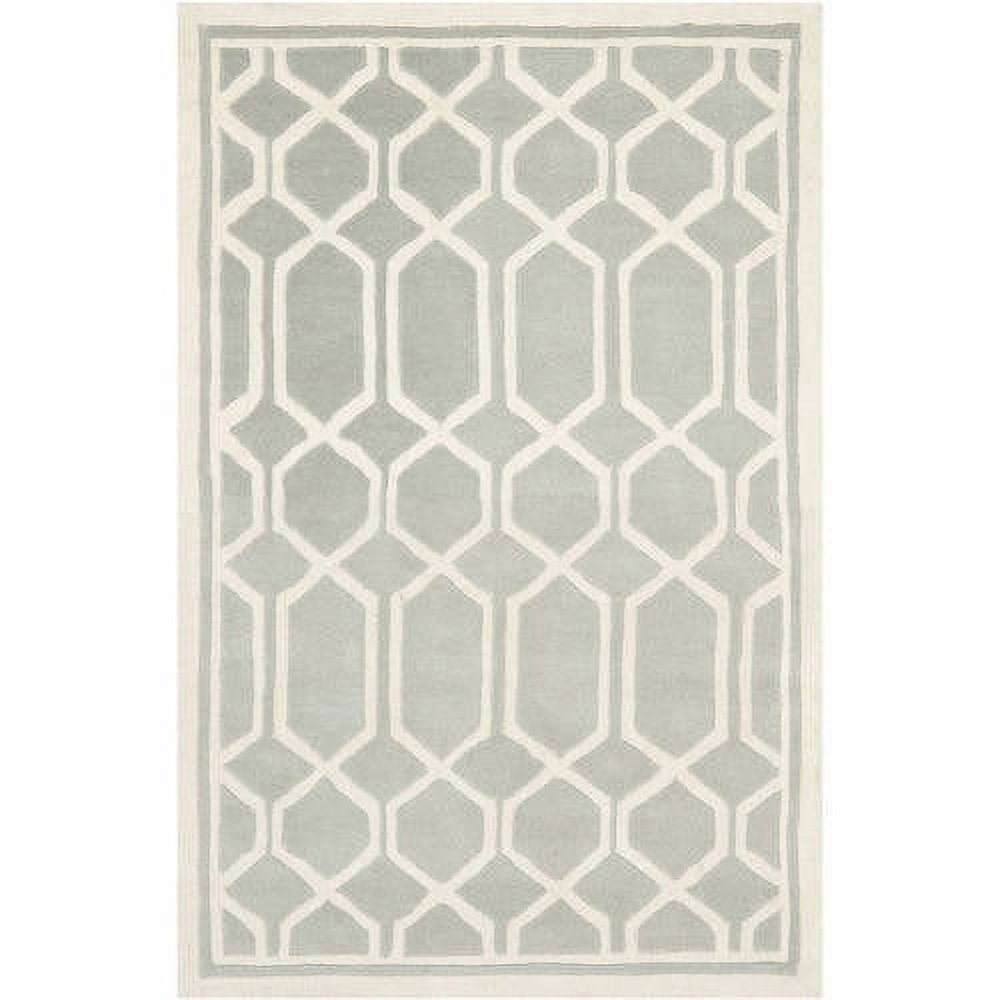 SAFAVIEH Chatham Hudson Geometric Wool Area Rug, Grey/Ivory, 5' x 5' Square