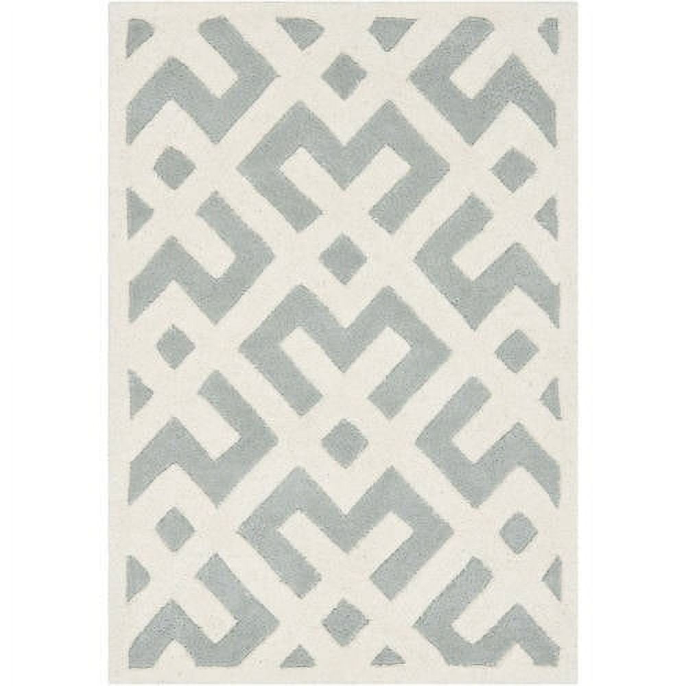 SAFAVIEH Chatham Jackson Geometric Wool Area Rug, Grey/Ivory, 4' x 6'