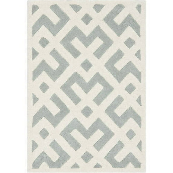 SAFAVIEH Chatham Jackson Geometric Wool Area Rug, Grey/Ivory, 4' x 6'
