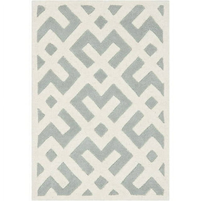 SAFAVIEH Chatham Jackson Geometric Wool Area Rug, Grey/Ivory, 4' x 6'