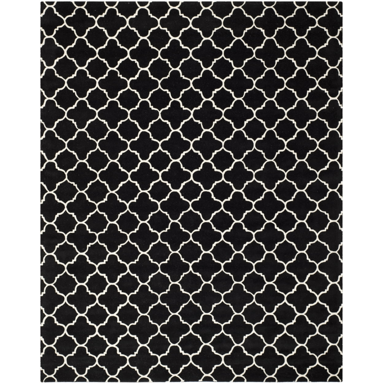 SAFAVIEH Chatham Jacob Geometric Quatrefoil Wool Area Rug, Black/Ivory, 2' x 3'