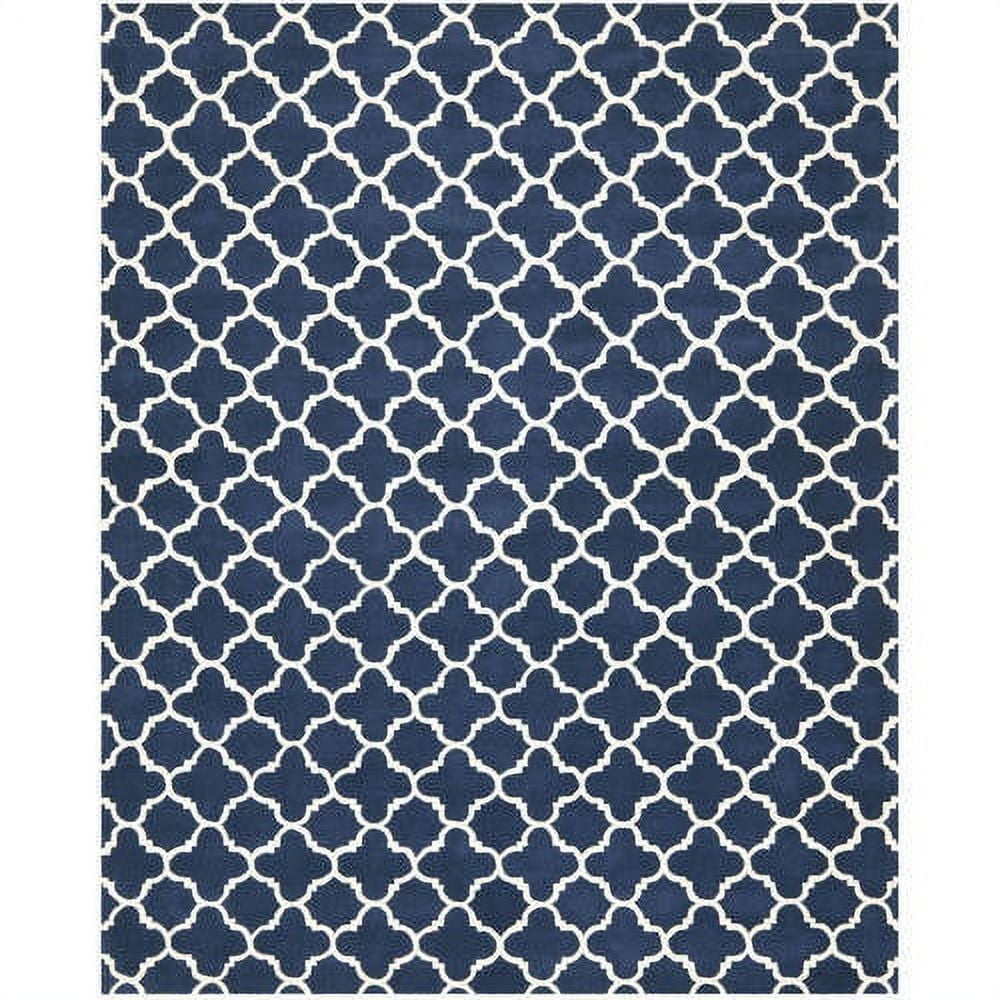 SAFAVIEH Chatham Jacob Geometric Quatrefoil Wool Area Rug, Dark Blue/Ivory, 11' x 15'