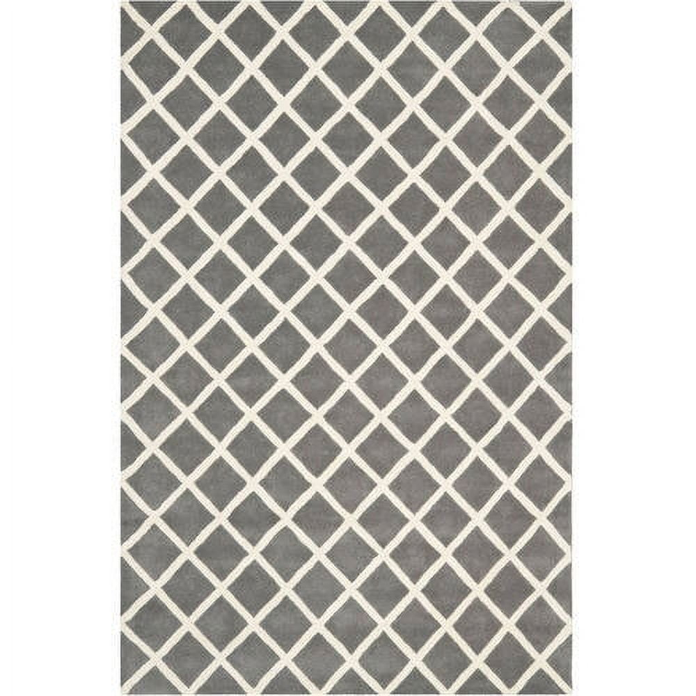SAFAVIEH Chatham Jahn Geometric Wool Area Rug, Dark Grey/Ivory, 4' x 6'