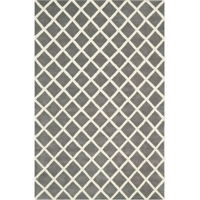 SAFAVIEH Chatham Jahn Geometric Wool Area Rug, Dark Grey/Ivory, 4' x 6'