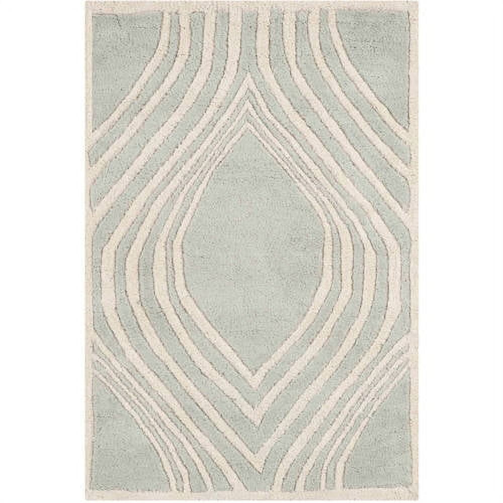 SAFAVIEH Chatham Shaelyn Geometric Swirls Wool Area Rug, Grey/Ivory, 3' x 5'