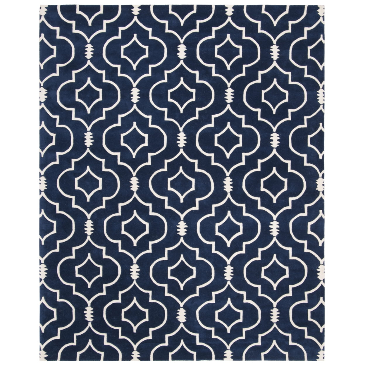 SAFAVIEH Chatham Xanthia Geometric Wool Area Rug, Dark Blue/Ivory, 5' x 8'