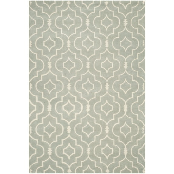 SAFAVIEH Chatham Xanthia Geometric Wool Area Rug, Grey/Ivory, 4' x 6'