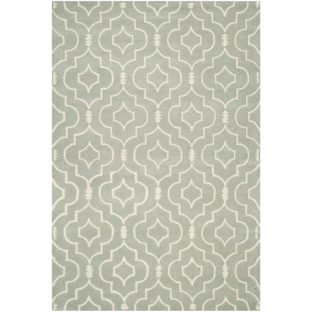 SAFAVIEH Chatham Xanthia Geometric Wool Area Rug, Grey/Ivory, 4' x 6'