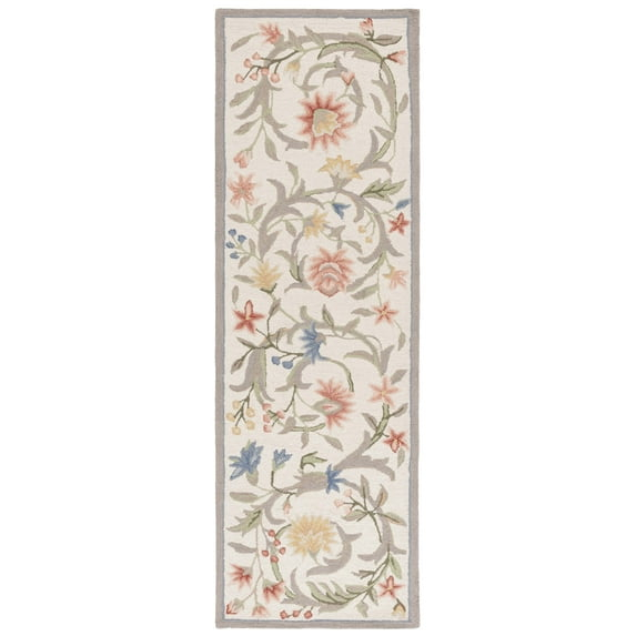 SAFAVIEH Chelsea Baxter Bordered Wool Runner Rug, Ivory, 2'6" x 8'