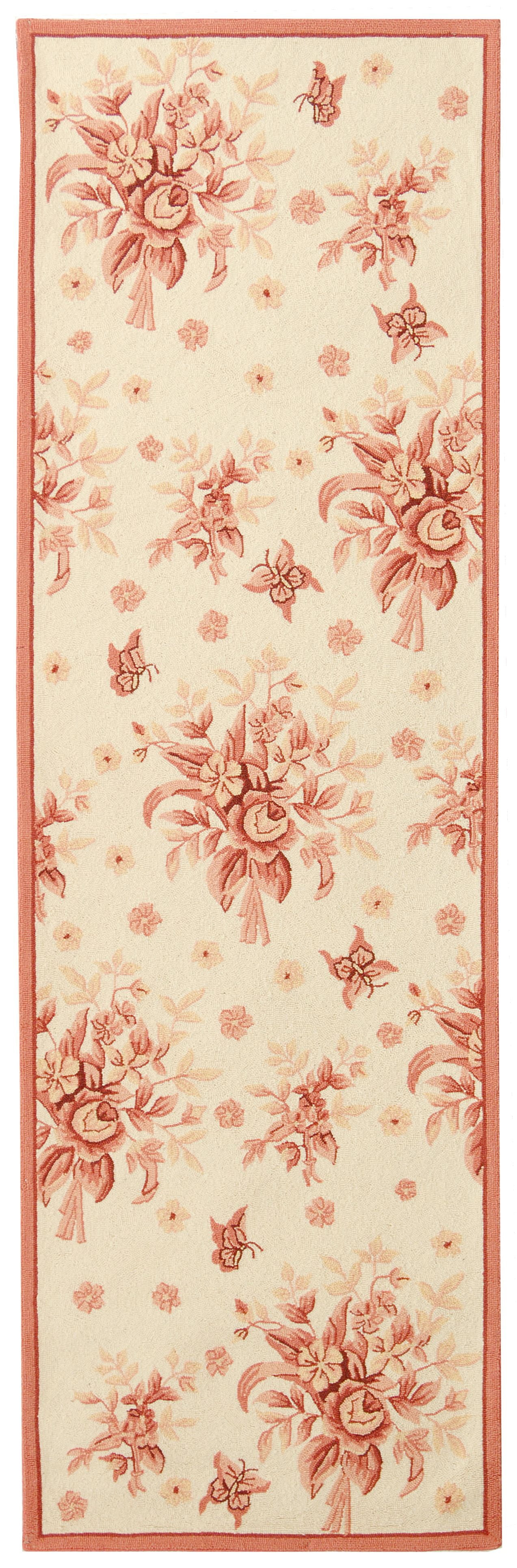 SAFAVIEH Chelsea Benedict Floral Wool Runner Rug, Ivory/Rose, 2'6" x 8'