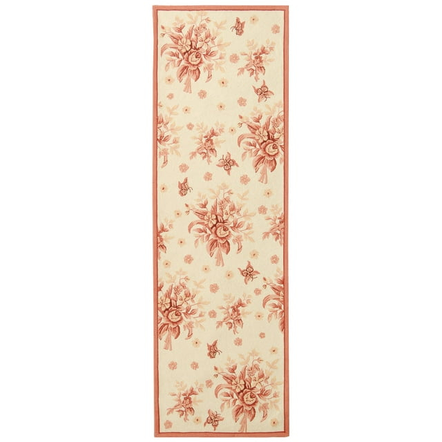SAFAVIEH Chelsea Benedict Floral Wool Runner Rug, Ivory/Rose, 2'6" x 8'