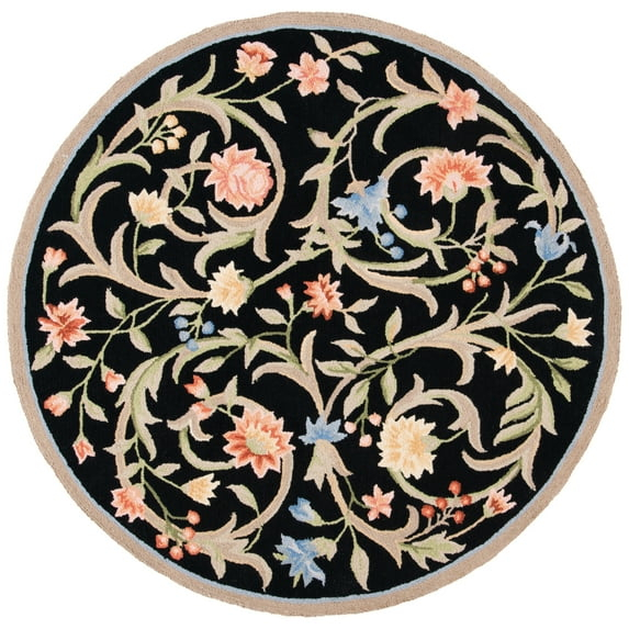 SAFAVIEH Chelsea Baxter Bordered Wool Area Rug, Black, 10' x 10' Round