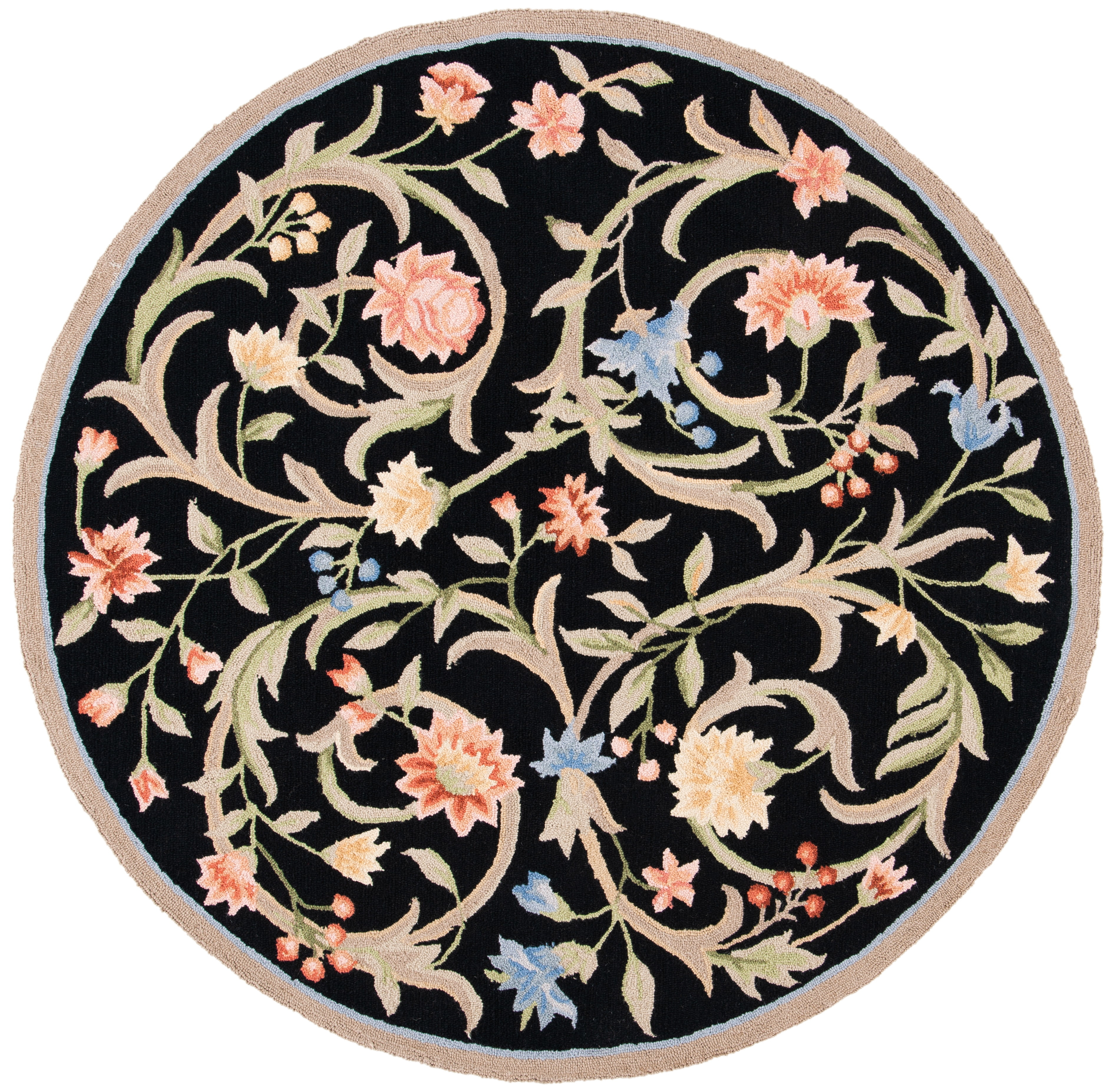 Chelsea HK248 Hand Hooked Area Rug - Black - 7' round - Safavieh.