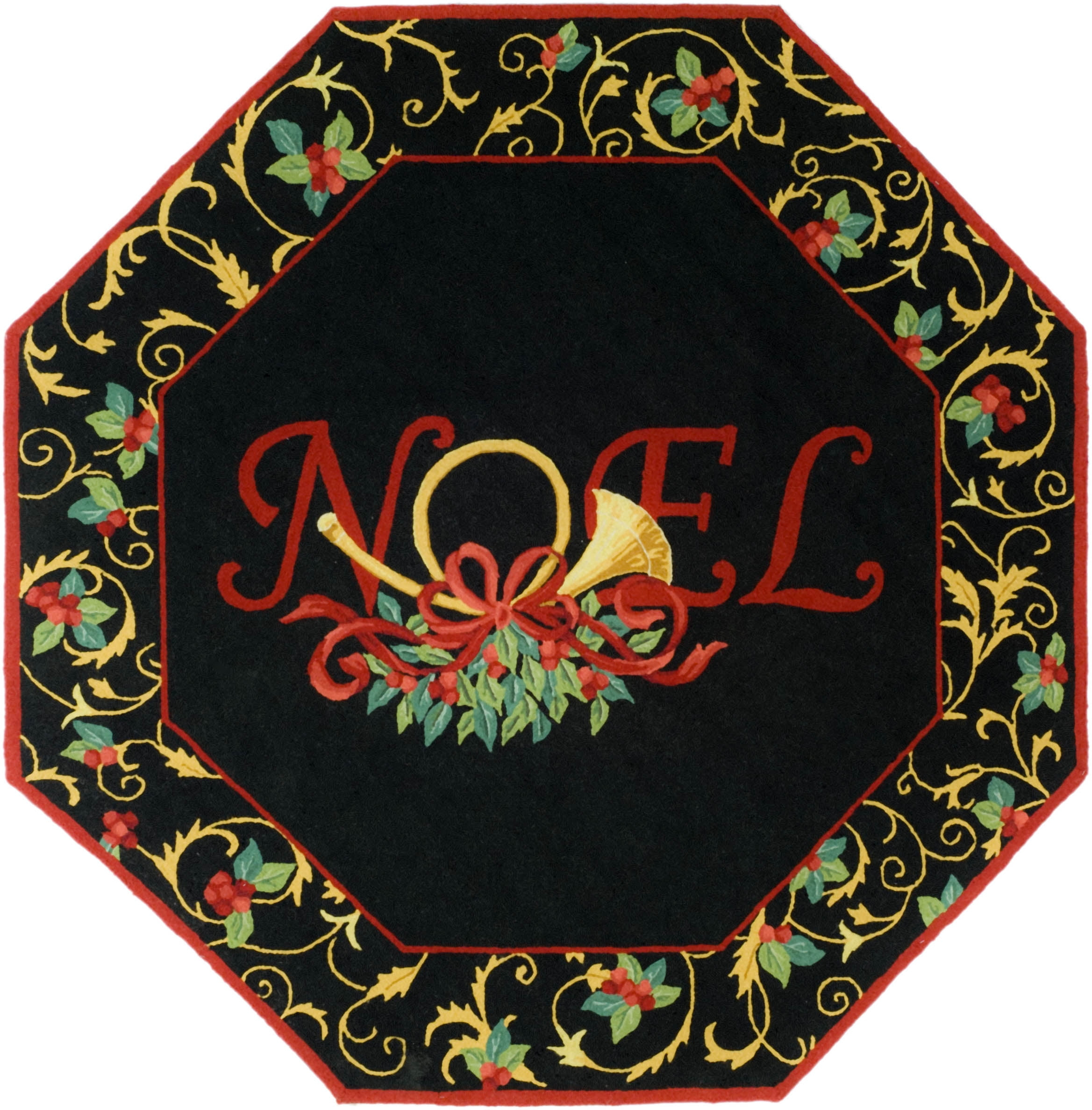 SAFAVIEH Chelsea Festive Bordered Area Rug, Black, 6' x 6' Round