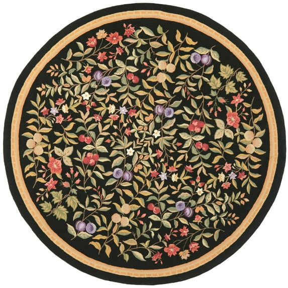 Chelsea HK210 Hand Hooked Area Rug - Black - 8' round - Safavieh.