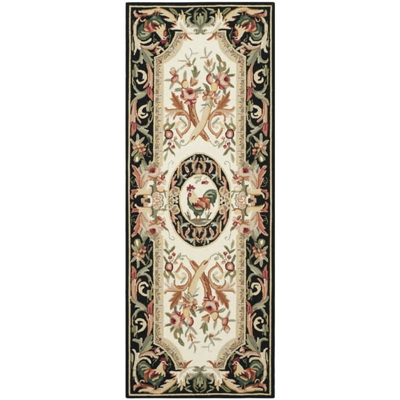 Chelsea HK48 Hand Hooked Accent Rug - Ivory/Black - 2'9"x4'9" - Safavieh.