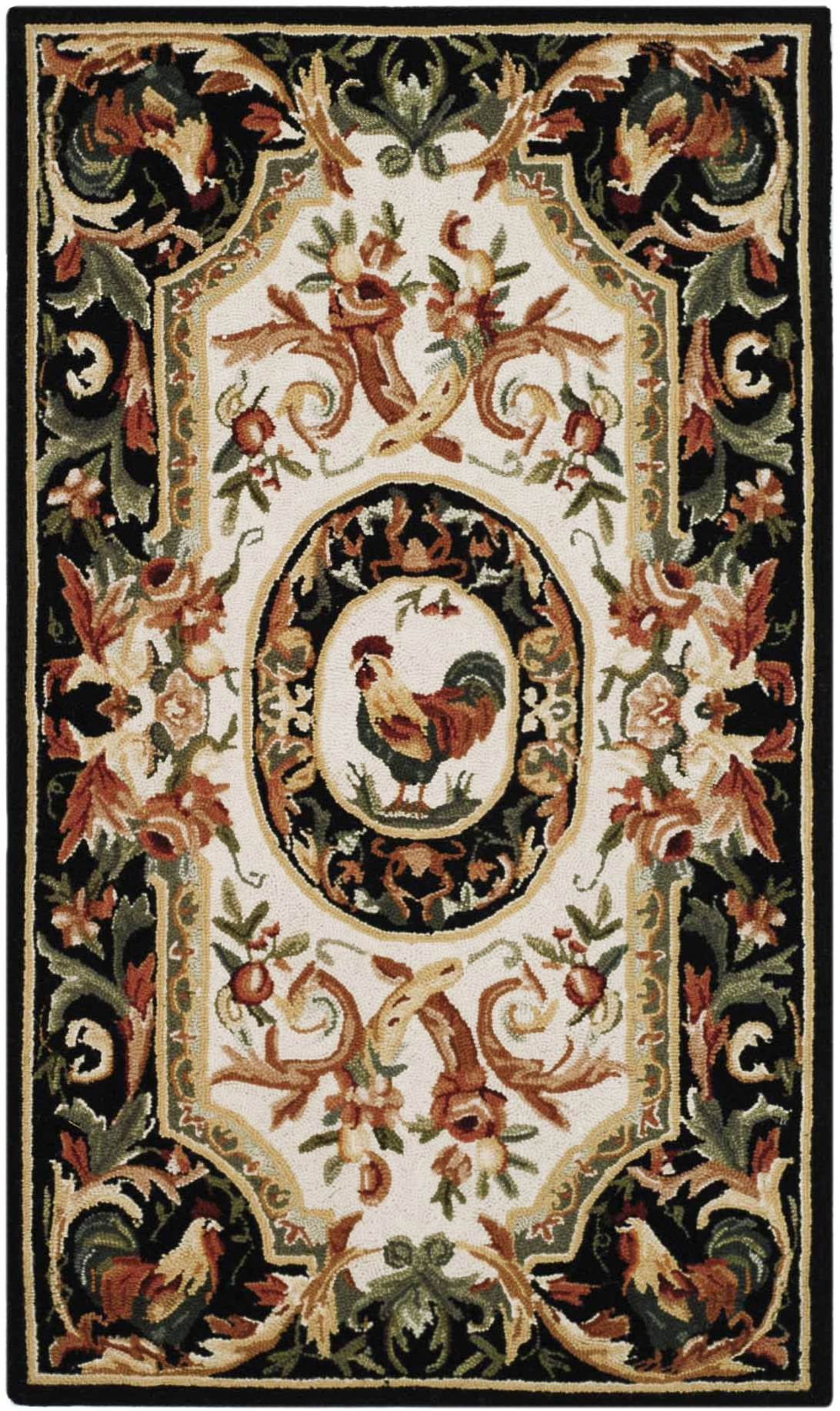 Chelsea HK48 Hand Hooked Accent Rug - Ivory/Black - 2'9"x4'9" - Safavieh.