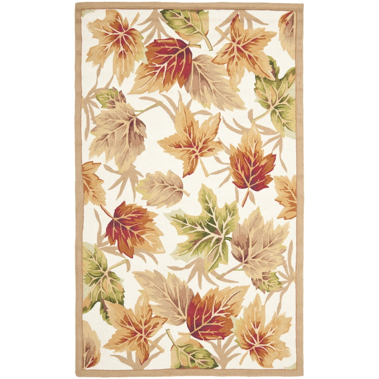 SAFAVIEH Chelsea Enric Floral Wool Area Rug, Ivory, 5'3" x 8'3"